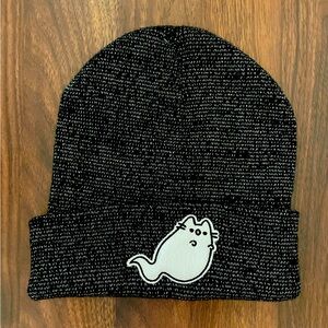 Pusheen Ghost Knit Beanie Black and Silver